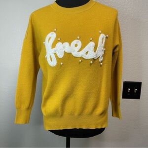 Hidouble:u Women's  Vintage Y2K Mustard Yellow Crewneck Knit Sweater Size Medium